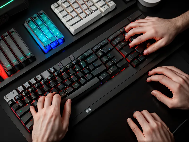 Hands typing on a keyboard while analyzing lottery number frequency data on a tablet.