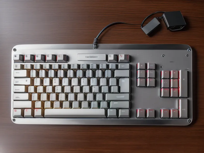 A mechanical keyboard next to a stack of lottery tickets and data reports.