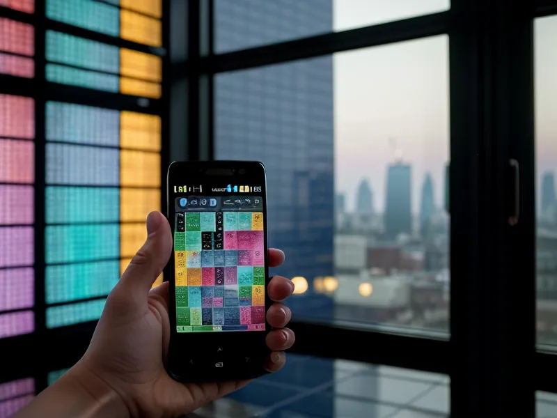 Hand holding a phone with lottery data charts in front of a window.