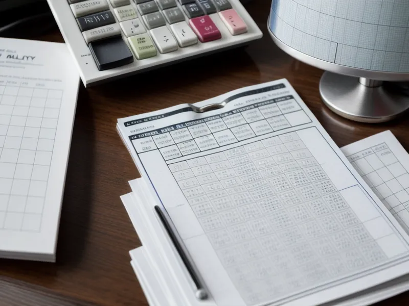 A Powerball play slip lying on a data analyst's printed spreadsheet.